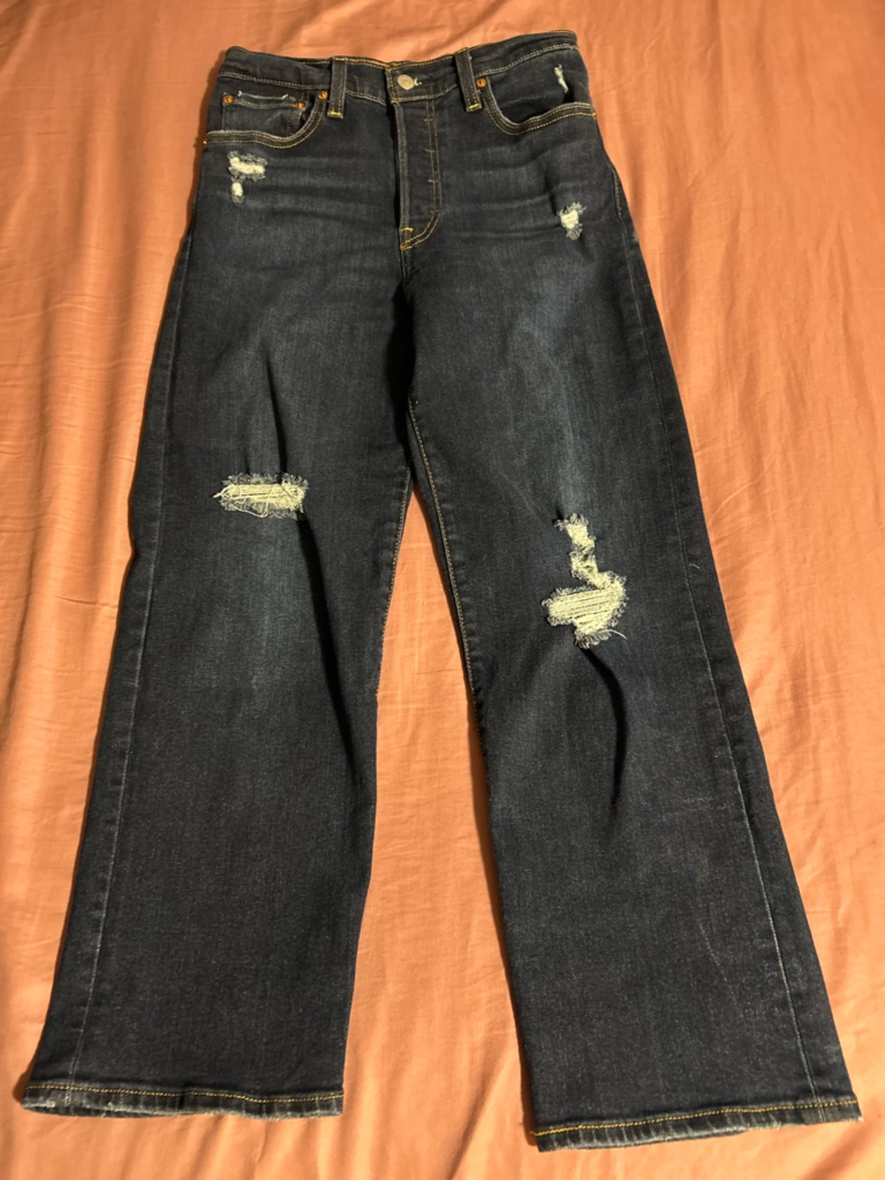 Levi's Dark Blue Ribcage Straight Ankle Jeans Size 27